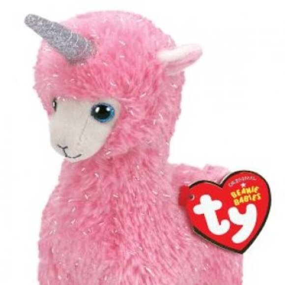 Ty Beanie Babies Lana Pink Llama Unicorn Glitter Sparkle Plush Stuffed Animal - Picture 1 of 2